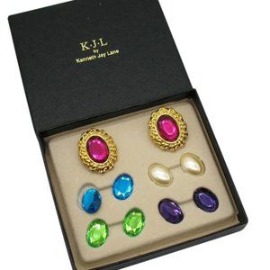 Signed Kenneth Jay Lane K.J.L. Vintage Costume Interchange Faceted Lucite Pierce